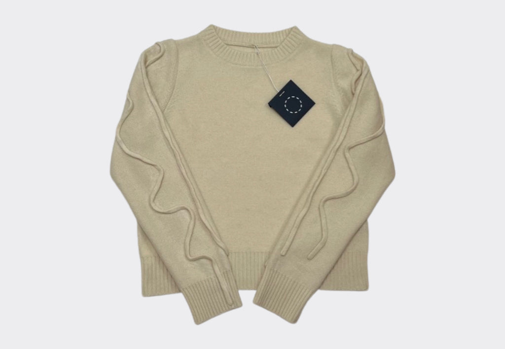 Sphere One Frond Cashmere Sweater with Seaweed inspired hand applied applique in colour Naturale