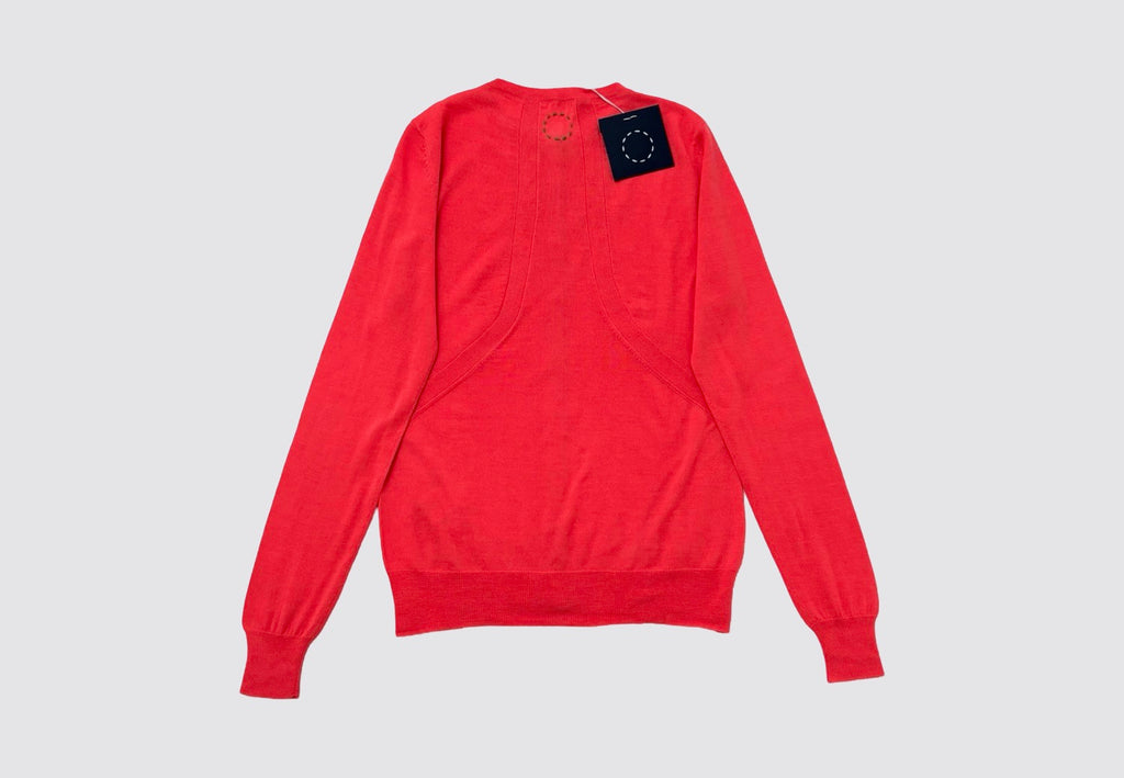 Bright coral/orange cashmere silk blend cardigan with back racer panel