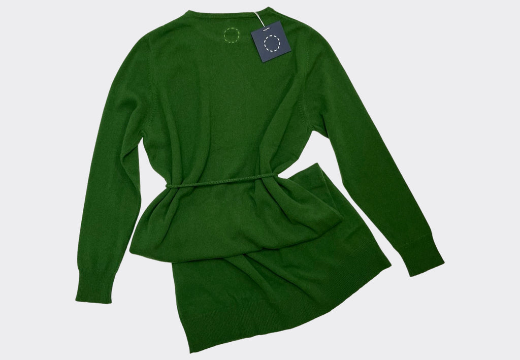 Back product shot green cashmere Jumper knit dress Irish knitwear label Sphere One 