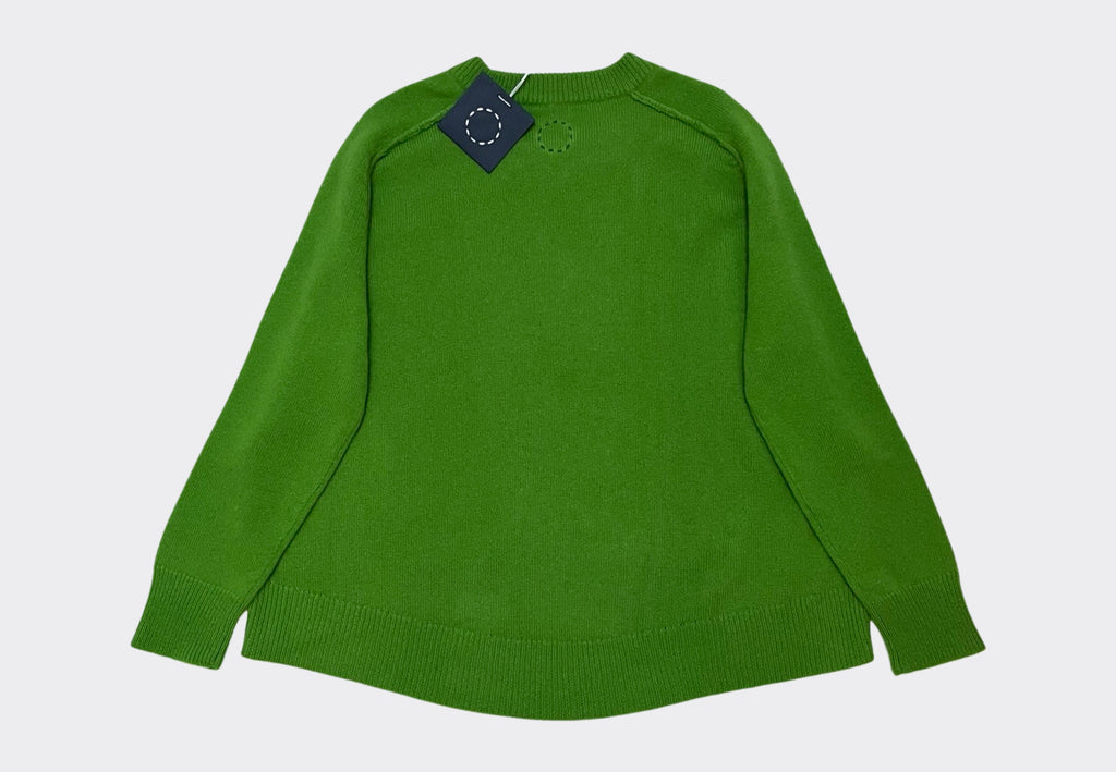 Back product shot vibrant green cashmere oversized round neck sweater Irish knitwear label Sphere One